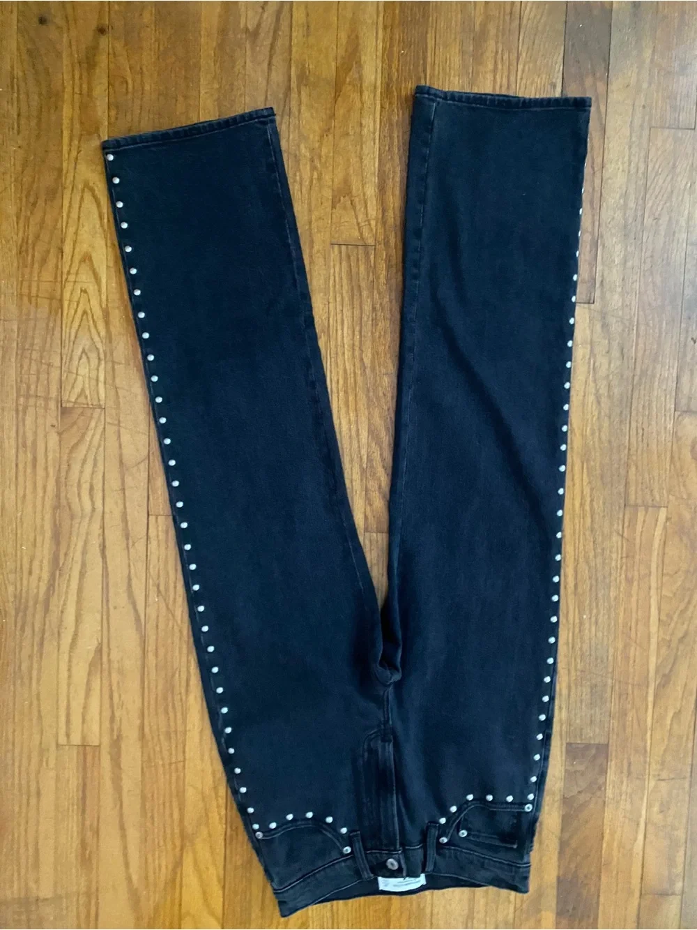 Abercrombie & Fitch Black Straight-Leg Jeans with Silver Stud Trim